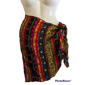 NWOT Calypso Designs Bright Colored Bohemian Sarong Swim Cover Wrap Skirt OSFM